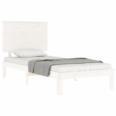 vidaXL Bed Frame without Mattress White Single Solid Wood Pine