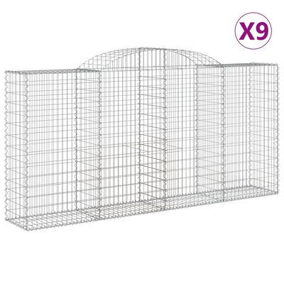 vidaXL Arched Gabion Baskets 9 pcs 300x50x140/160 cm Galvanised Iron