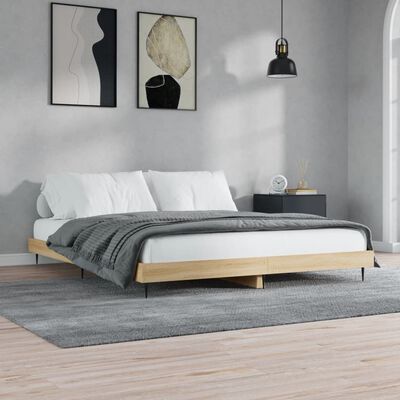 vidaXL Bed Frame without Mattress Sonoma Oak 200x200 cm Engineered Wood