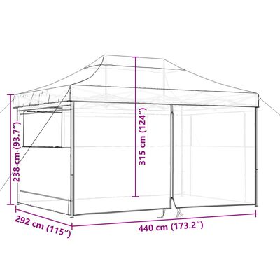 vidaXL Foldable Party Tent Pop-Up with 4 Sidewalls Taupe