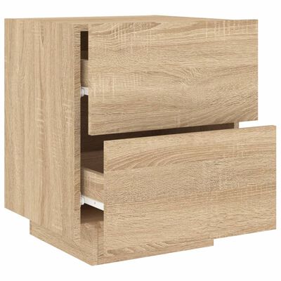 vidaXL Bedside Cabinet with LED Lights Sonoma Oak Engineered Wood