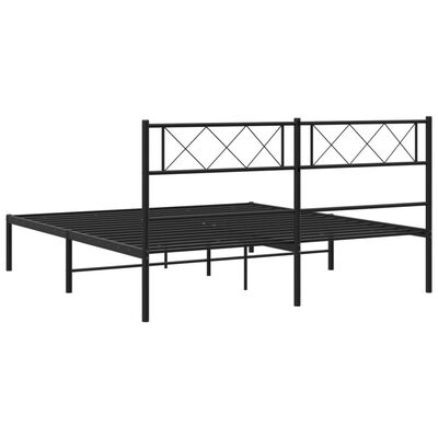 vidaXL Metal Bed Frame without Mattress with Headboard Black 120x190 cm Small Double