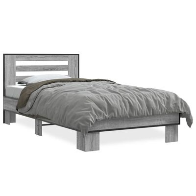 vidaXL Bed Frame without Mattress Grey Sonoma 100x200 cm