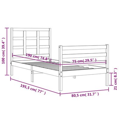 vidaXL Bed Frame without Mattress Small Single Solid Wood