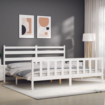 vidaXL Bed Frame without Mattress White 200x200 cm Solid Wood Pine