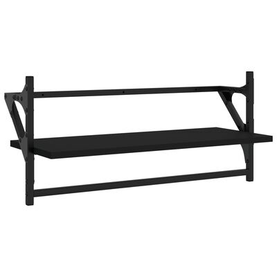 vidaXL 6 Piece Wall Shelf Set with Bars Black Engineered Wood