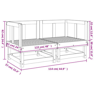 vidaXL Garden Corner Sofas 2 pcs Solid Wood Douglas