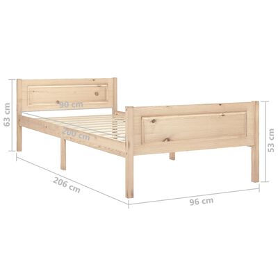 vidaXL Bed Frame without Mattress Solid Pinewood 90x200 cm