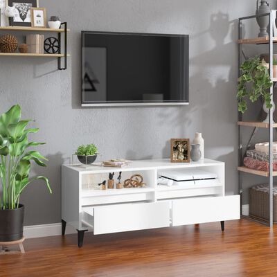 vidaXL TV Cabinet High Gloss White 100x34.5x44.5 cm Engineered Wood