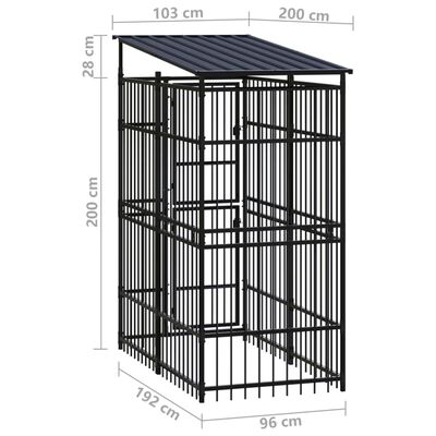 vidaXL Outdoor Dog Kennel with Roof Steel 1.84 m²