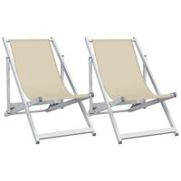 vidaXL Folding Beach Chairs 2 pcs Cream Aluminium and Textilene