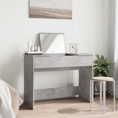 vidaXL Dressing Table with Mirror Concrete Grey 100x45x76 cm