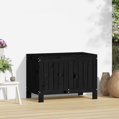 vidaXL Garden Storage Box Black 76x42.5x54 cm Solid Wood Pine