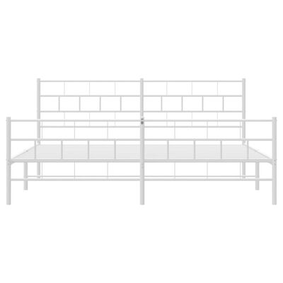 vidaXL Metal Bed Frame without Mattress with Footboard White 180x200 cm Super King