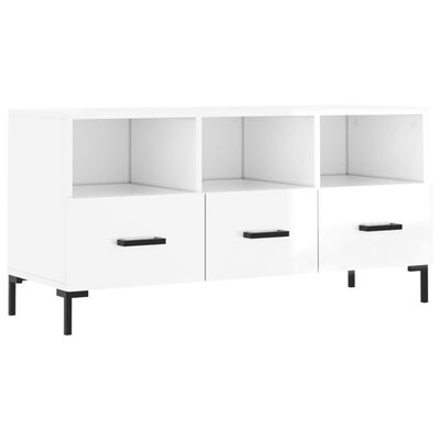 vidaXL TV Cabinet High Gloss White 102x36x50 cm Engineered Wood