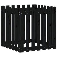 vidaXL Garden Planter with Fence Design Black 70x70x70 cm Solid Wood Pine