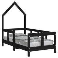 vidaXL Kids Bed Frame Black 70x140 cm Solid Wood Pine