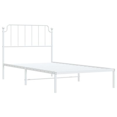 vidaXL Metal Bed Frame without Mattress with Headboard White 100x200 cm