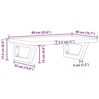 vidaXL Basin Shelf Wall Mounted Steel and Solid Wood Oak