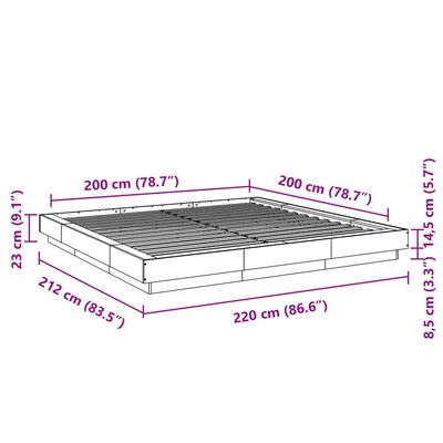 vidaXL Bed Frame without Mattress Sonoma Oak 200x200 cm