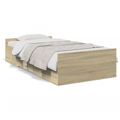 vidaXL Bed Frame with Drawers without Mattress Sonoma Oak 100x200 cm