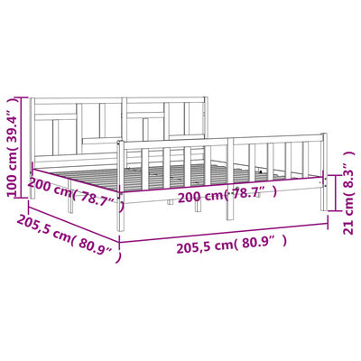 vidaXL Bed Frame without Mattress White 200x200 cm Solid Wood Pine