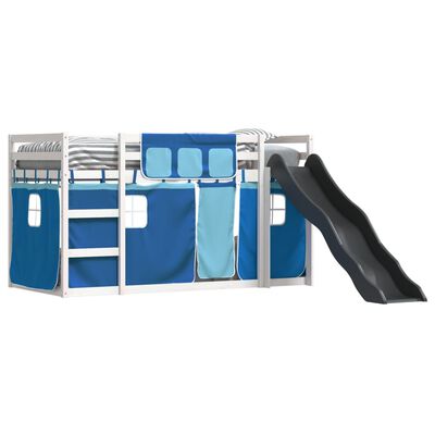 vidaXL Bunk Bed without Mattress with Slide and Curtains Blue 80x200 cm