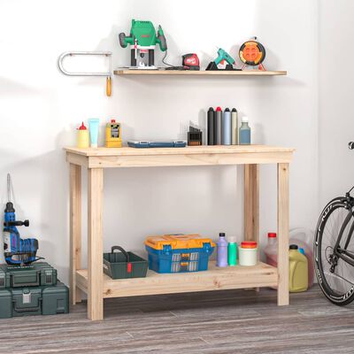 vidaXL Work Bench 110x50x80 cm Solid Wood Pine