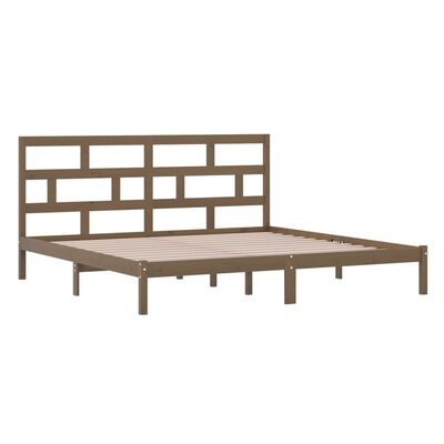 vidaXL Bed Frame without Mattress Honey Brown Solid Wood Pine 200x200 cm (810040+814217)