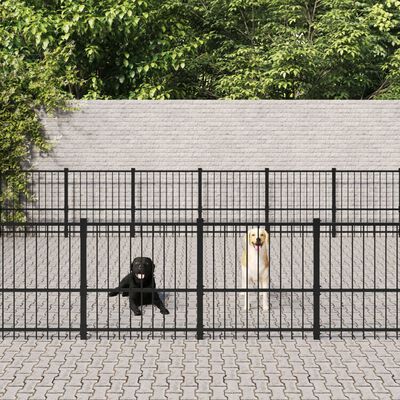 vidaXL Outdoor Dog Kennel Steel 33.87 m²