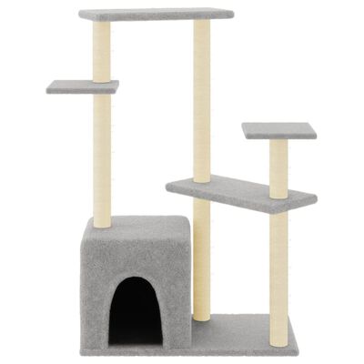 vidaXL Cat Tree with Sisal Scratching Posts Light Grey 107.5 cm