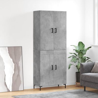 vidaXL Highboard Concrete Grey 69.5x34x180 cm Engineered Wood