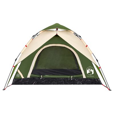 vidaXL Camping Tent Dome 3-Person Green Quick Release