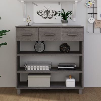 vidaXL Console Table HAMAR Light Grey 90x35x90 cm Solid Wood Pine