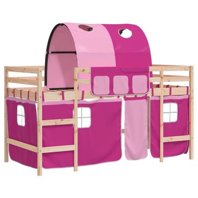 vidaXL Kids' Loft Bed with Tunnel without Mattress Pink 90x190 cm Single