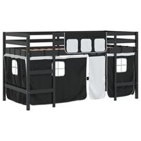 vidaXL Kids' Loft Bed with Curtains without Mattress White&Black 80x200 cm