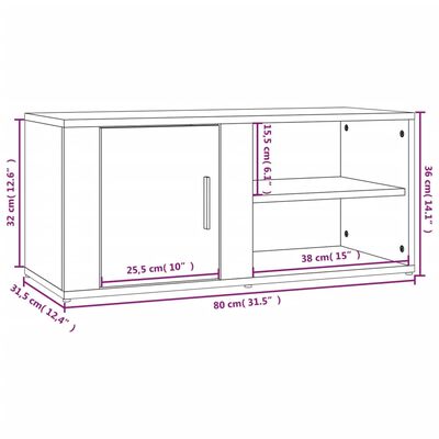 vidaXL TV Cabinet Concrete Grey 80x31,5x36 cm Engineered Wood