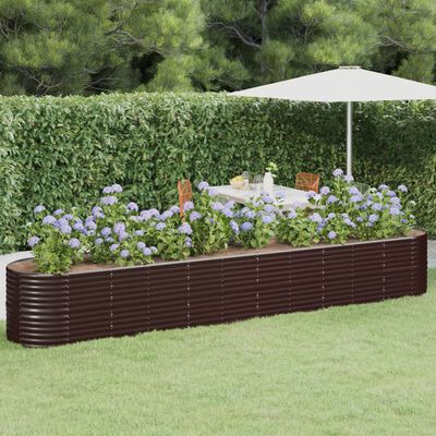 vidaXL Garden Raised Bed Powder-coated Steel 440x80x68 cm Brown