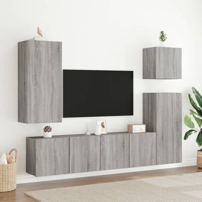 vidaXL 5 Piece TV Wall Units Grey Sonoma Engineered Wood