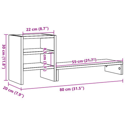 vidaXL Monitor Stand with Desk Organiser Sonoma Oak Engineered Wood