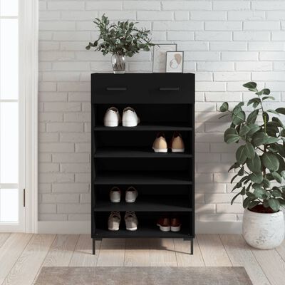 vidaXL Shoe Cabinet Black 60x35x105 cm Engineered Wood