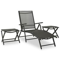 vidaXL 3 Piece Garden Lounge Set Textilene and Aluminium Black