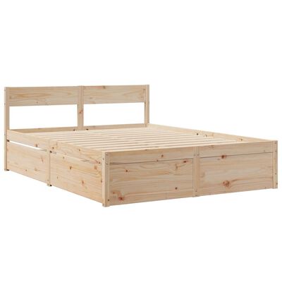 vidaXL Bed with Drawers and Mattress 160x200 cm Solid Wood Pine