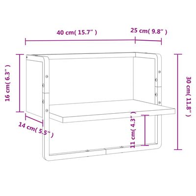 vidaXL Wall Shelf with Bar Black 40x25x30 cm