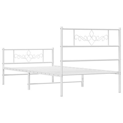 vidaXL Metal Bed Frame without Mattress with Footboard White 100x190 cm