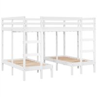 vidaXL Triple Bunk Bed Frame White 140x200/70x140 cm Solid Wood Pine