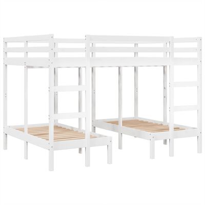 vidaXL Triple Bunk Bed Frame White 140x200/70x140 cm Solid Wood Pine