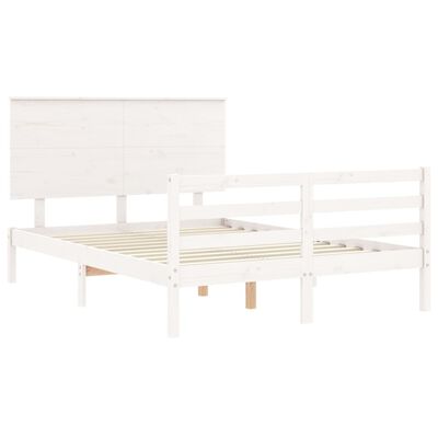 vidaXL Bed Frame without Mattress White Small Double Solid Wood