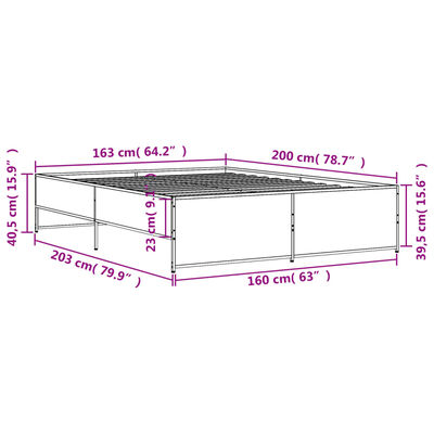 vidaXL Bed Frame without Mattress Smoked Oak 160x200 cm