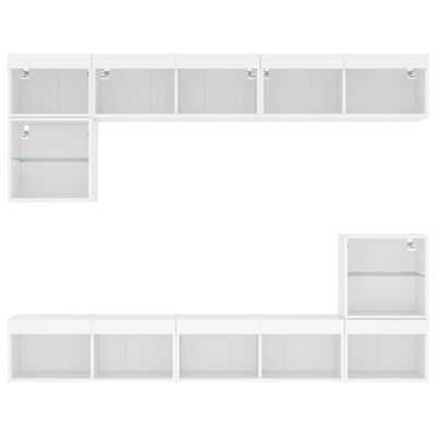 vidaXL 8 Piece TV Wall Units with LED White Engineered Wood